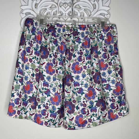 SUMMERSALT size LARGE Pajama Set Button up Short Sleeves Shorts BLUE Red Floral - Picture 15 of 16